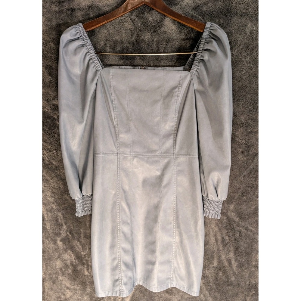 7 for all mankind Faux leather dress Grey/Blue Lightweight Puff Sleeves‎ Size M